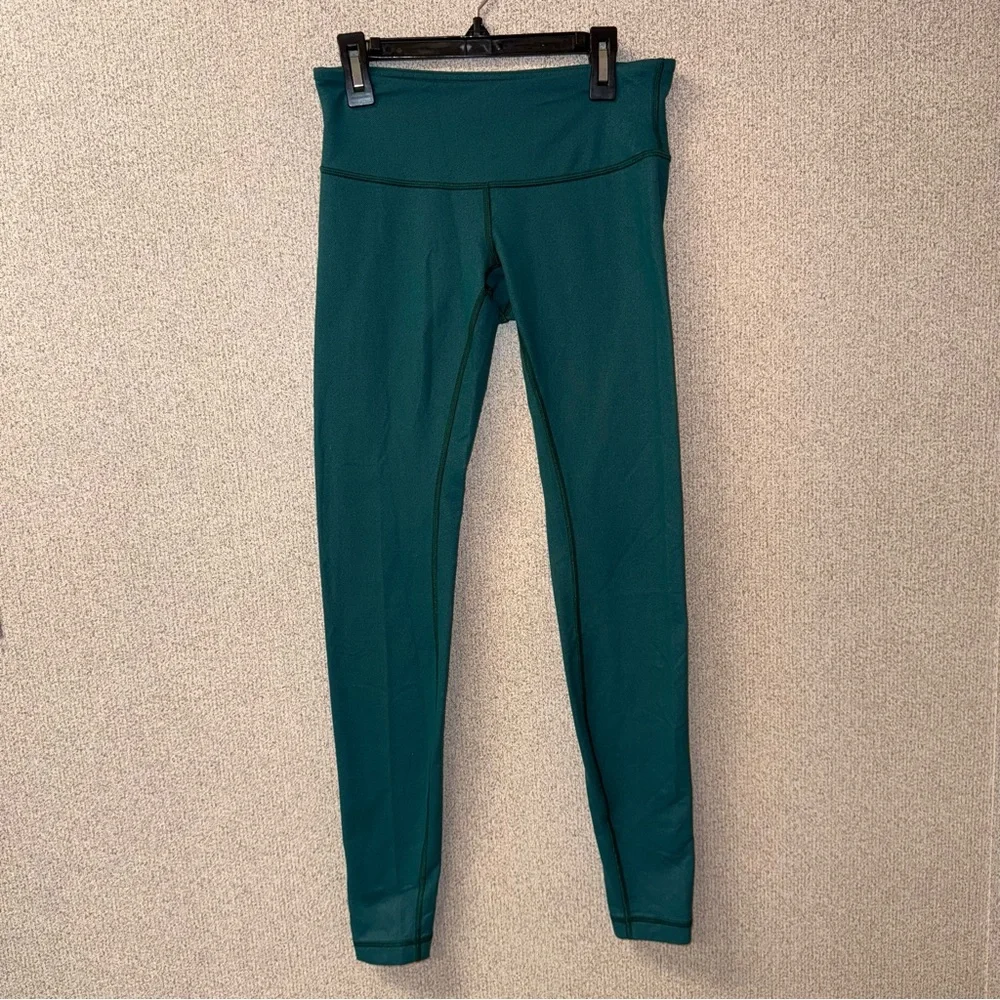 Lululemo‎ Women Size 4  Wunder Under Pant III FORT/WHT Forage Teal Green